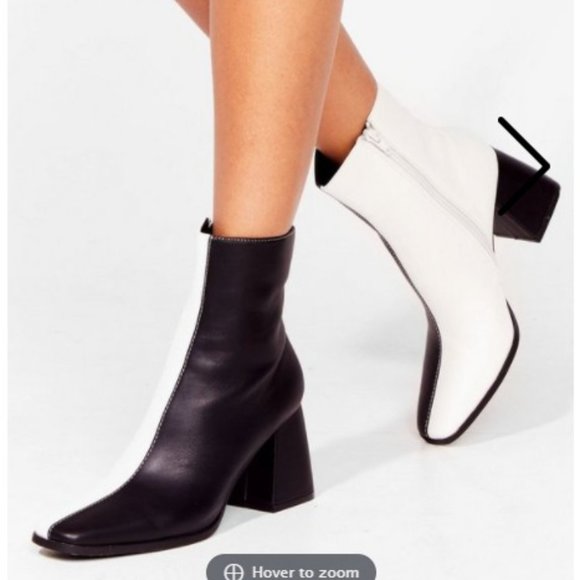 Nasty Gal Shoes - NWT Two Tone B&W Faux Leather Heeled Boots